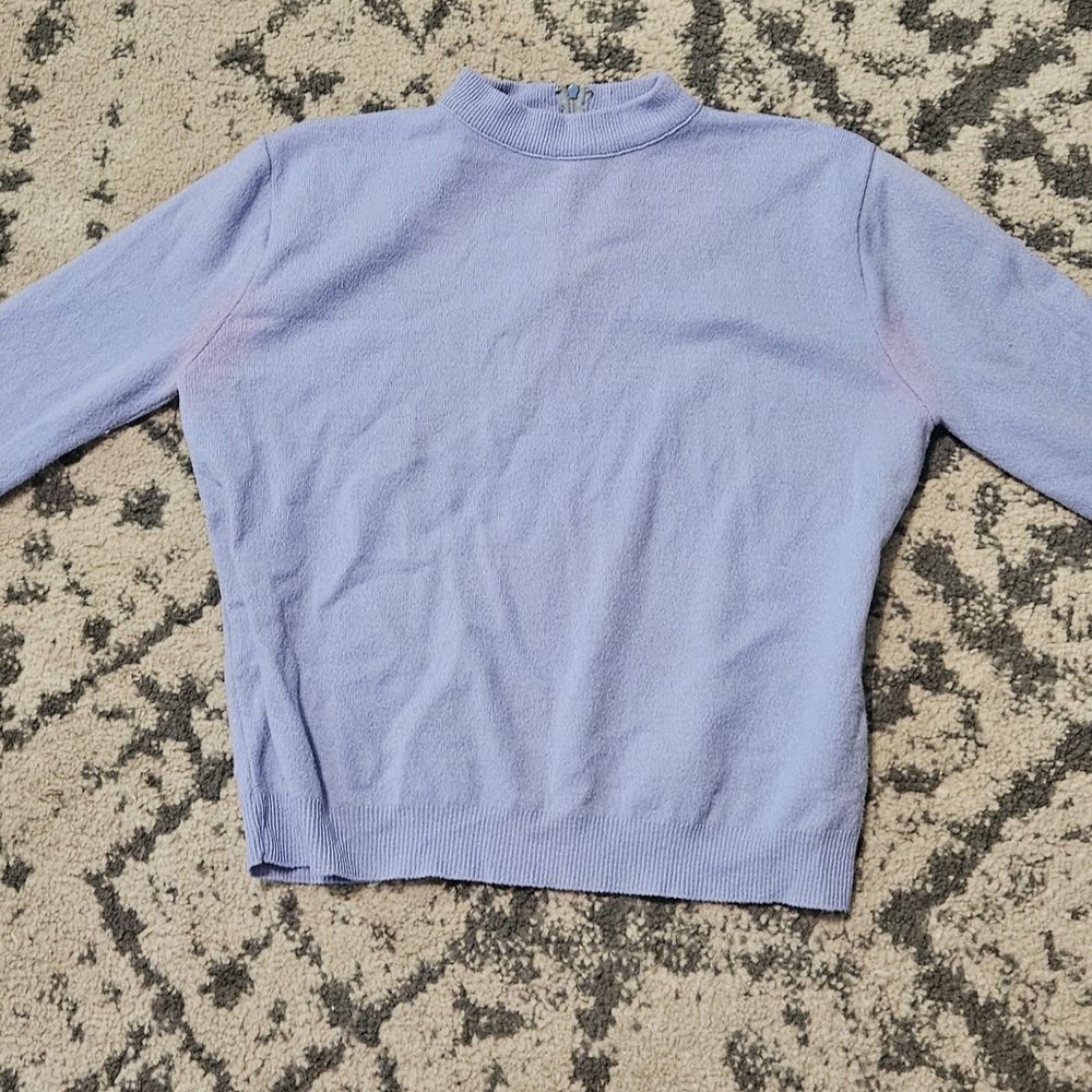 Vintage Kingsley lilac Knit Mock Neck Back Zip Sweater Long Sleeve